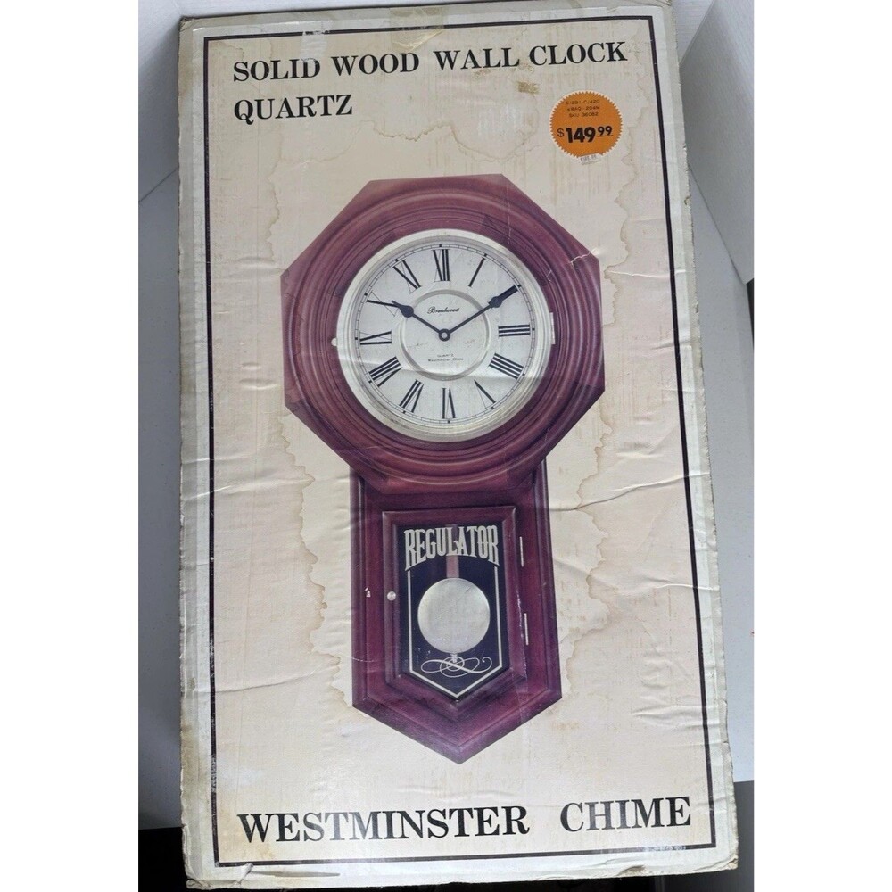 Antique Regulator Classic Westminster Chime Quartz Wall Clock Untested